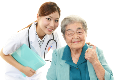 doctor with an elderly woman